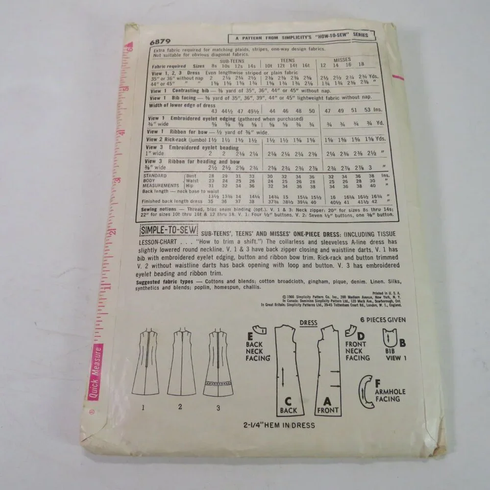 Simplicity 6879 sewing pattern size 12 EASY Dress
